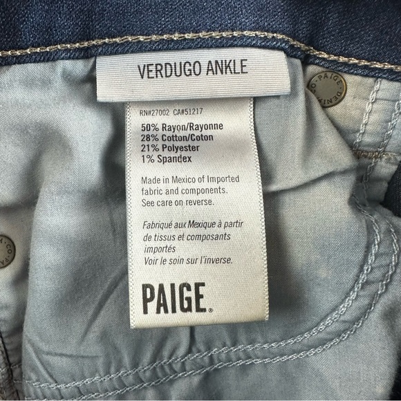 Paige Verdugo Ankle Jeans Women’s 30 Blue Dark Wash Skinny - Picture 3 of 11